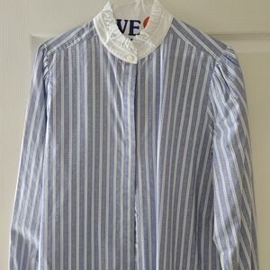 Brooks Brothers White Ruffled Collar Shirt